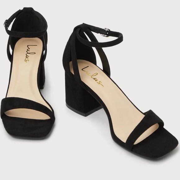 Danielia Black Suede Ankle Strap High Heel Sandals/NIB/10 - Picture 3 of 16